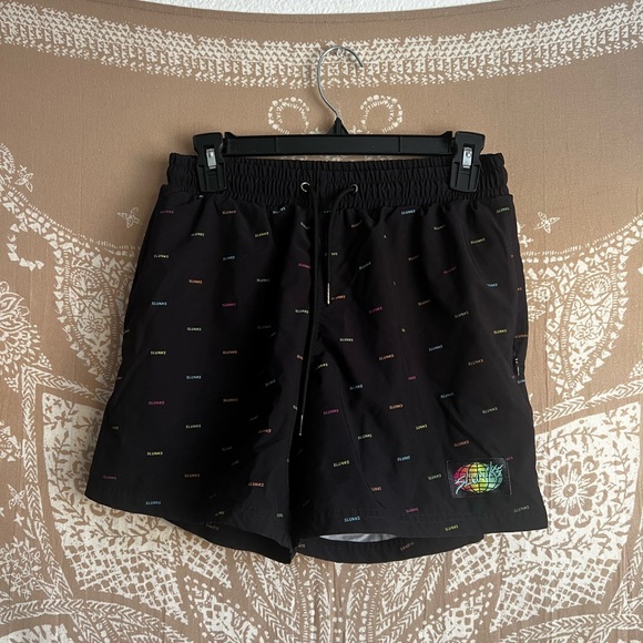 Black with Rainbow Watermark Slunks Shorts Size XS - Picture 1 of 4